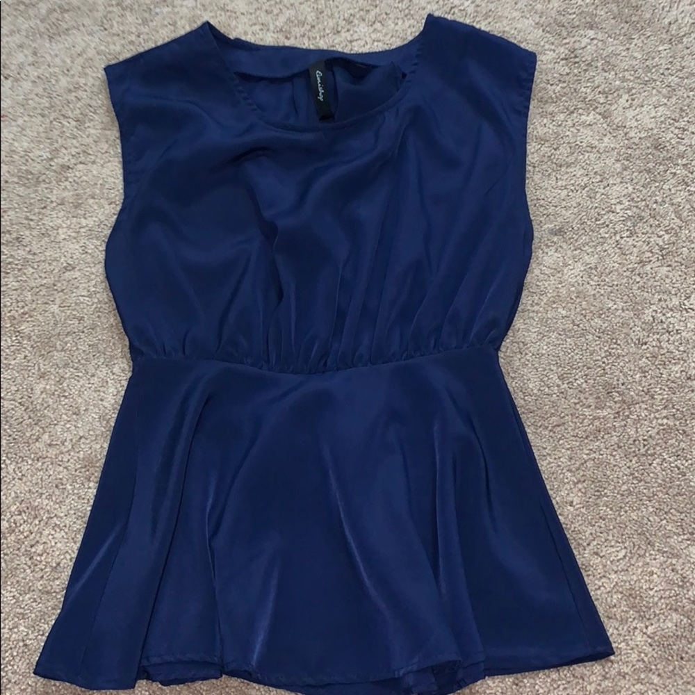 Navy open back back blouse